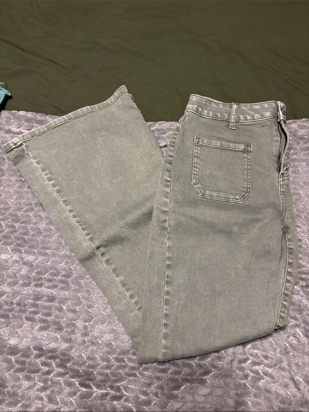 Altar'd State Olive Green Flare Jeans